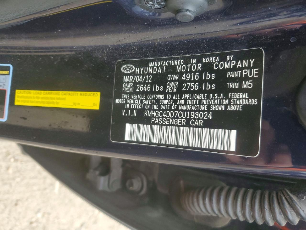 2012 HYUNDAI GENESIS 3.8L photo 23