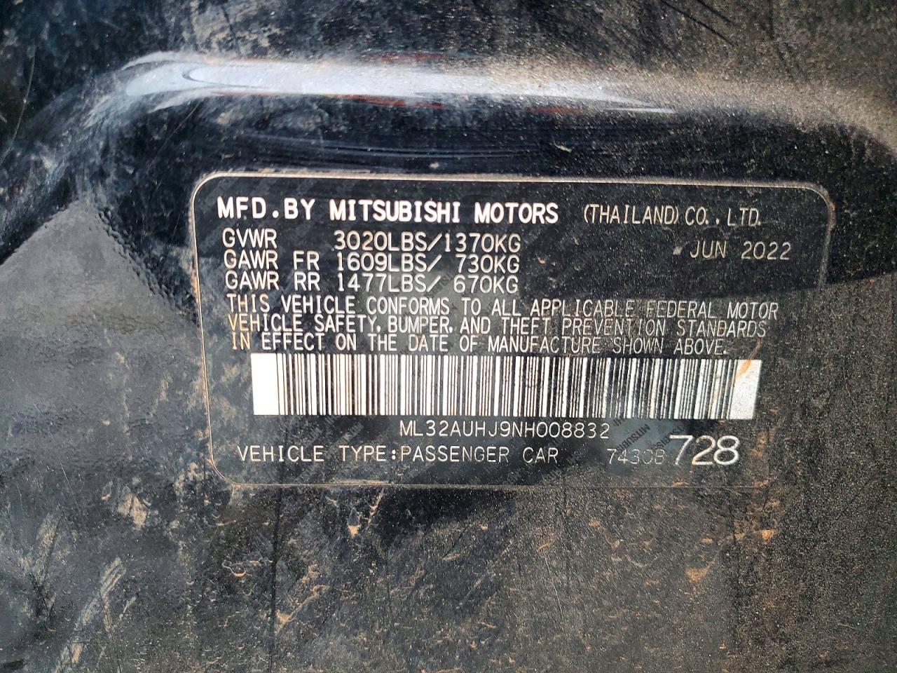2022 MITSUBISHI MIRAGE ES photo 12