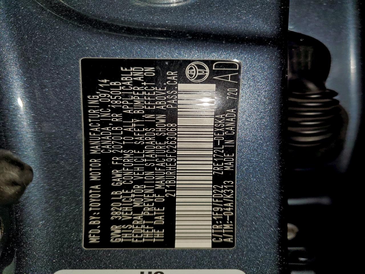 2015 TOYOTA COROLLA L photo 13