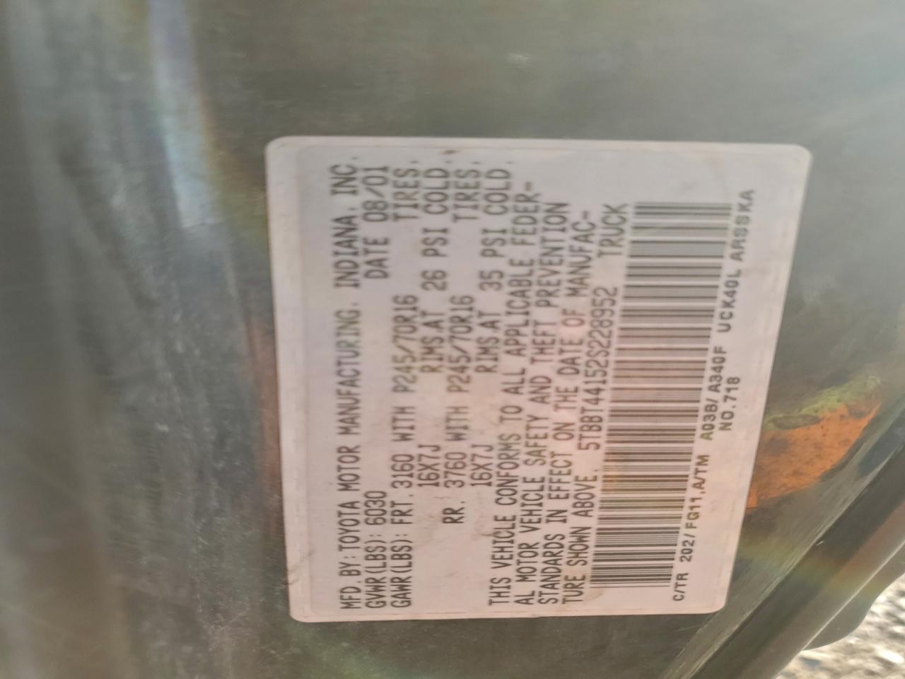 2002 TOYOTA TUNDRA ACCESS CAB photo 34