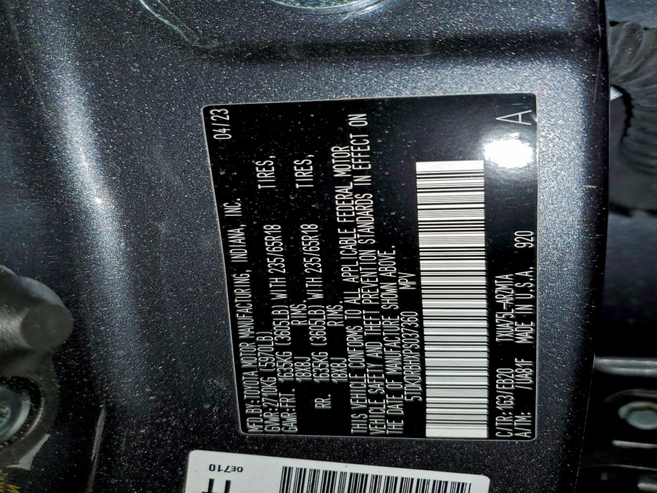 2023 TOYOTA HIGHLANDER L photo 14