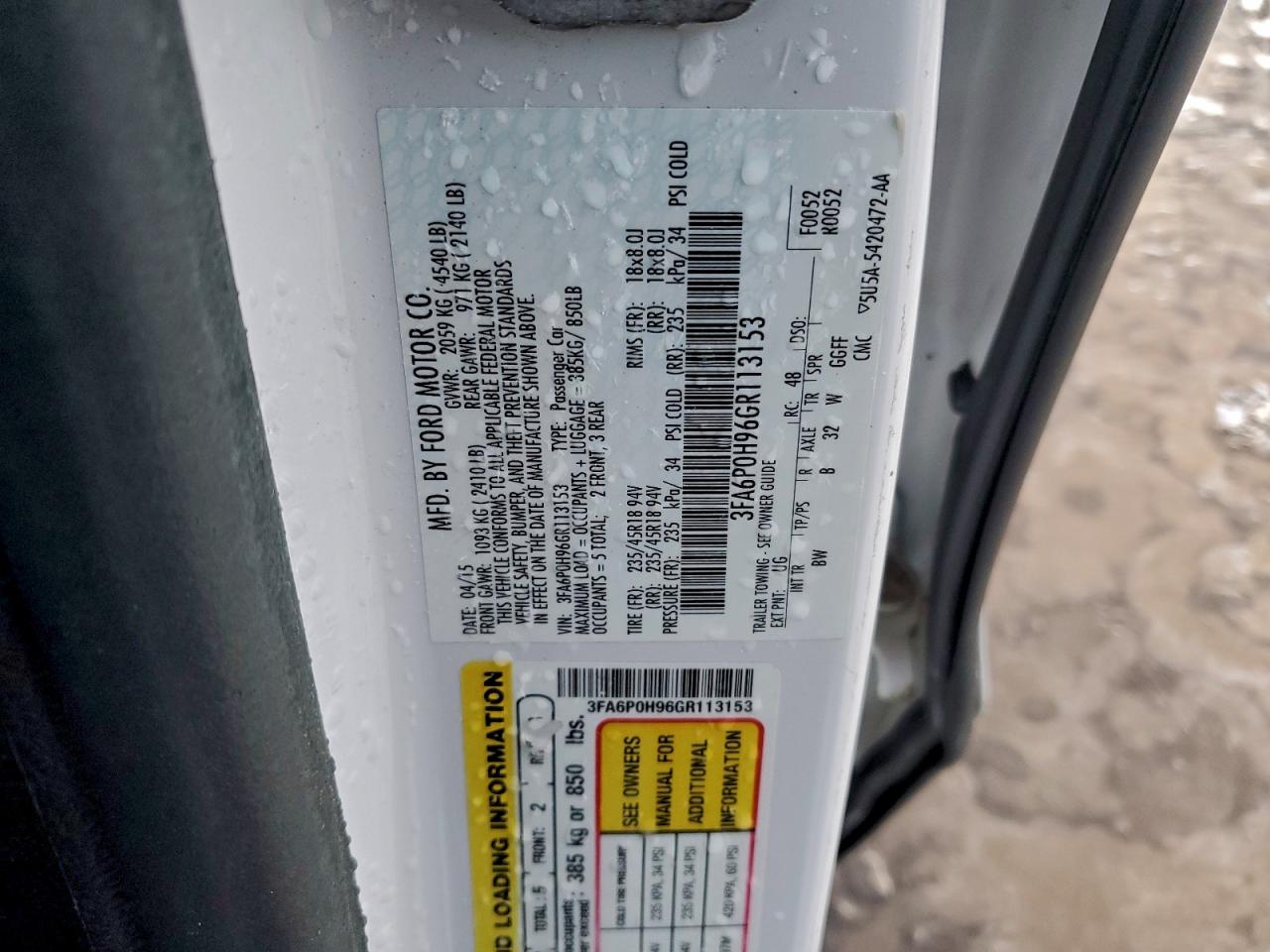 2016 FORD FUSION SE photo 13