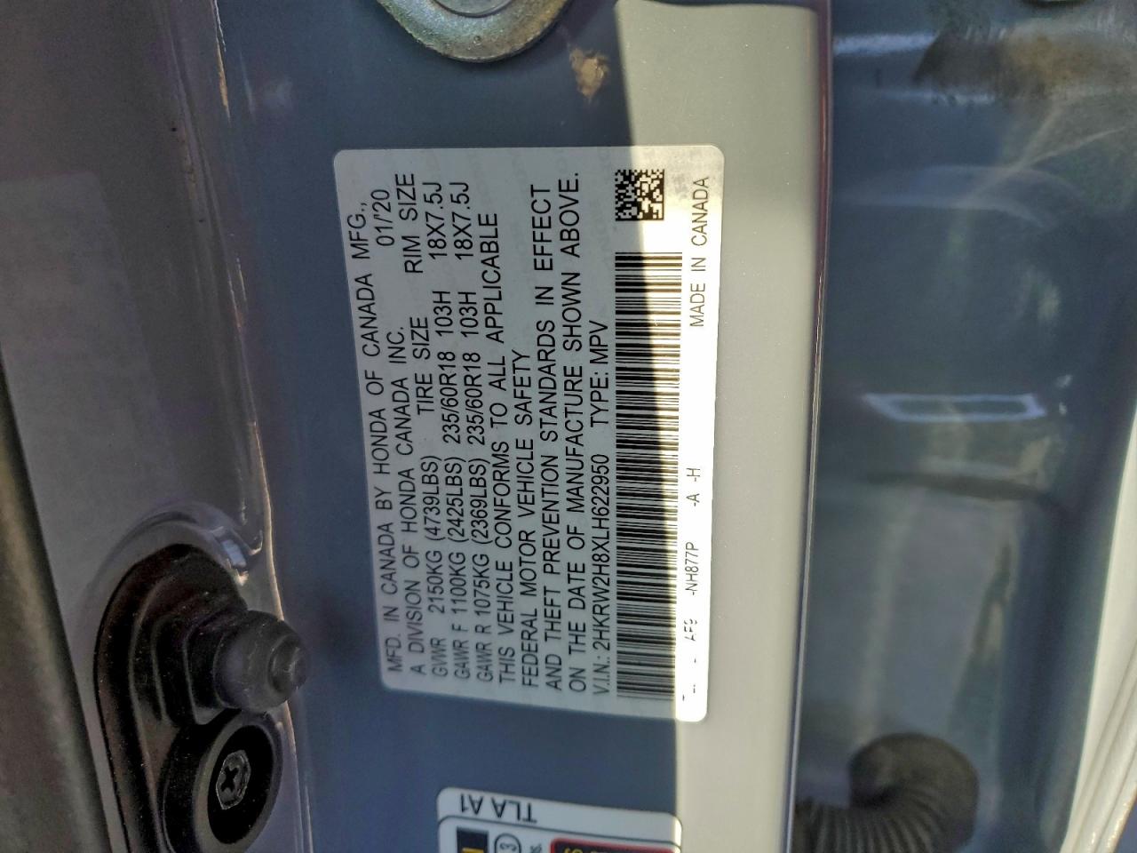 2020 HONDA CR-V EXL photo 14