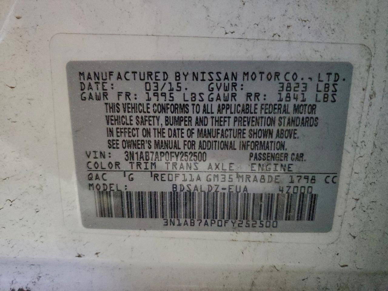 2015 NISSAN SENTRA S photo 12