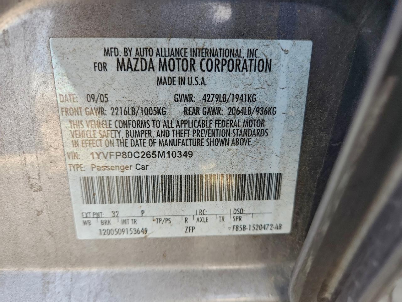 2006 MAZDA 6 I photo 12