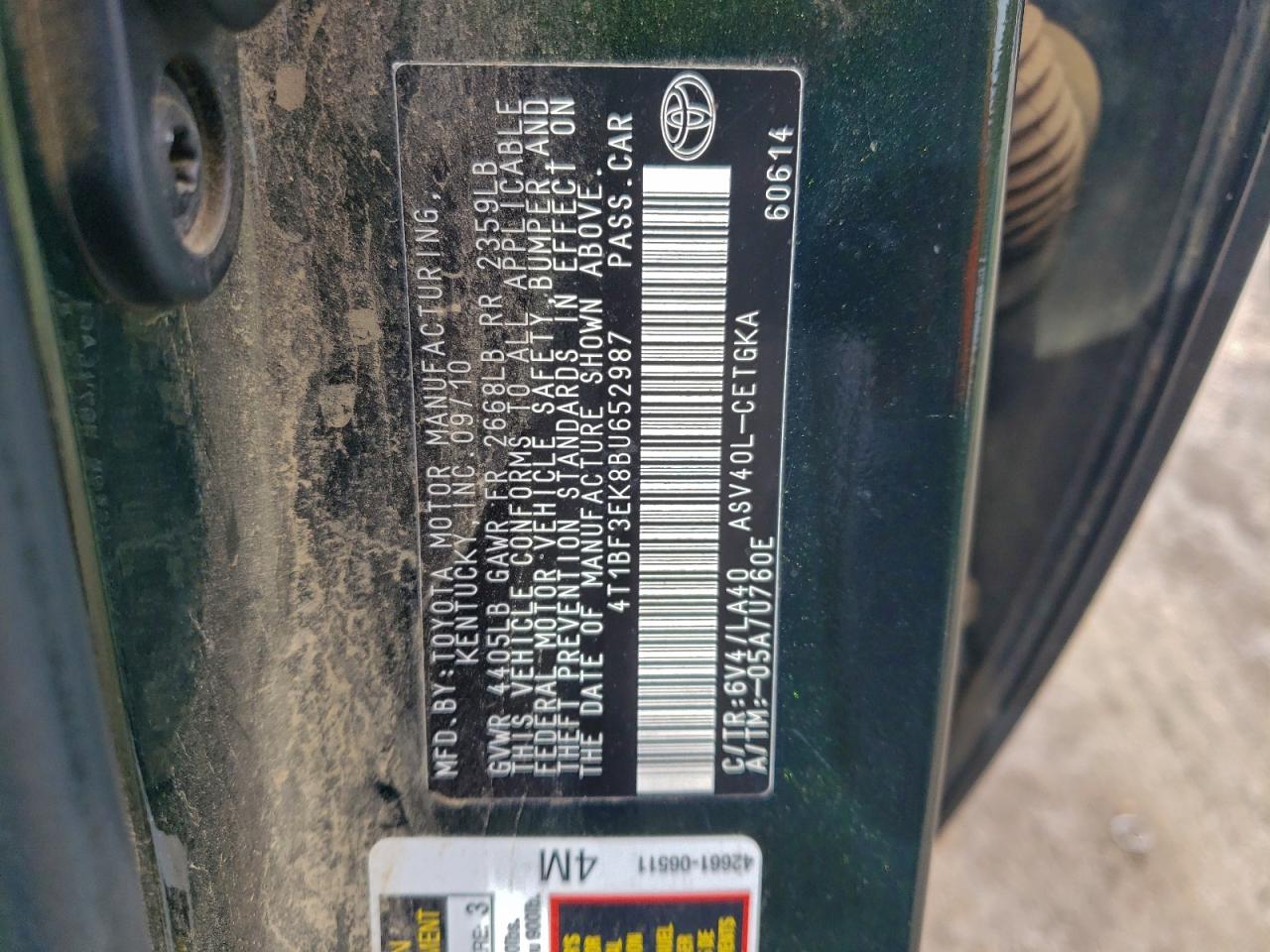 2011 TOYOTA CAMRY BASE photo 23