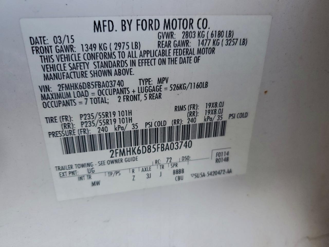 2015 FORD FLEX LIMITED photo 25