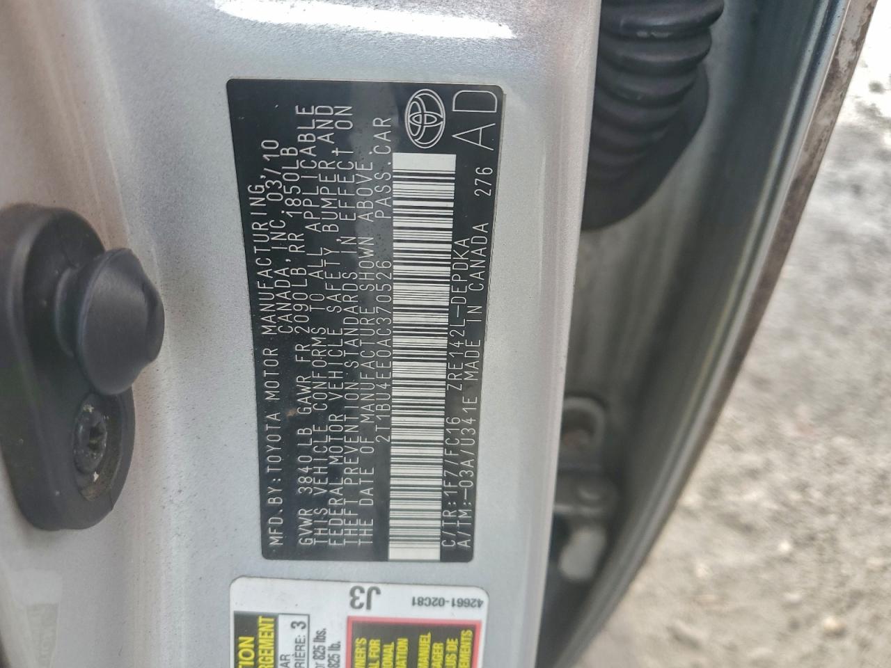2010 TOYOTA COROLLA BASE photo 12