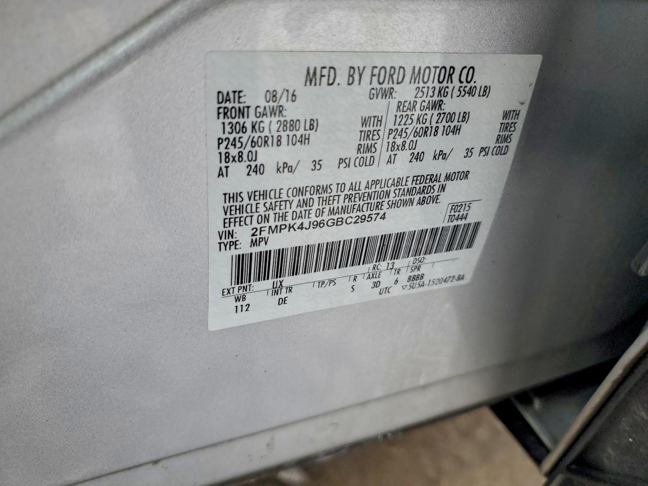 2016 FORD EDGE SEL photo 37