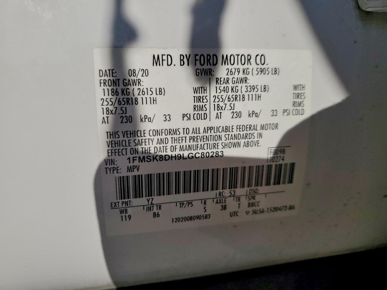 2020 FORD EXPLORER XLT photo 13