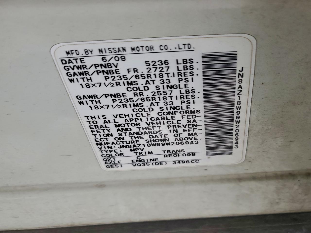 2009 NISSAN MURANO S photo 25