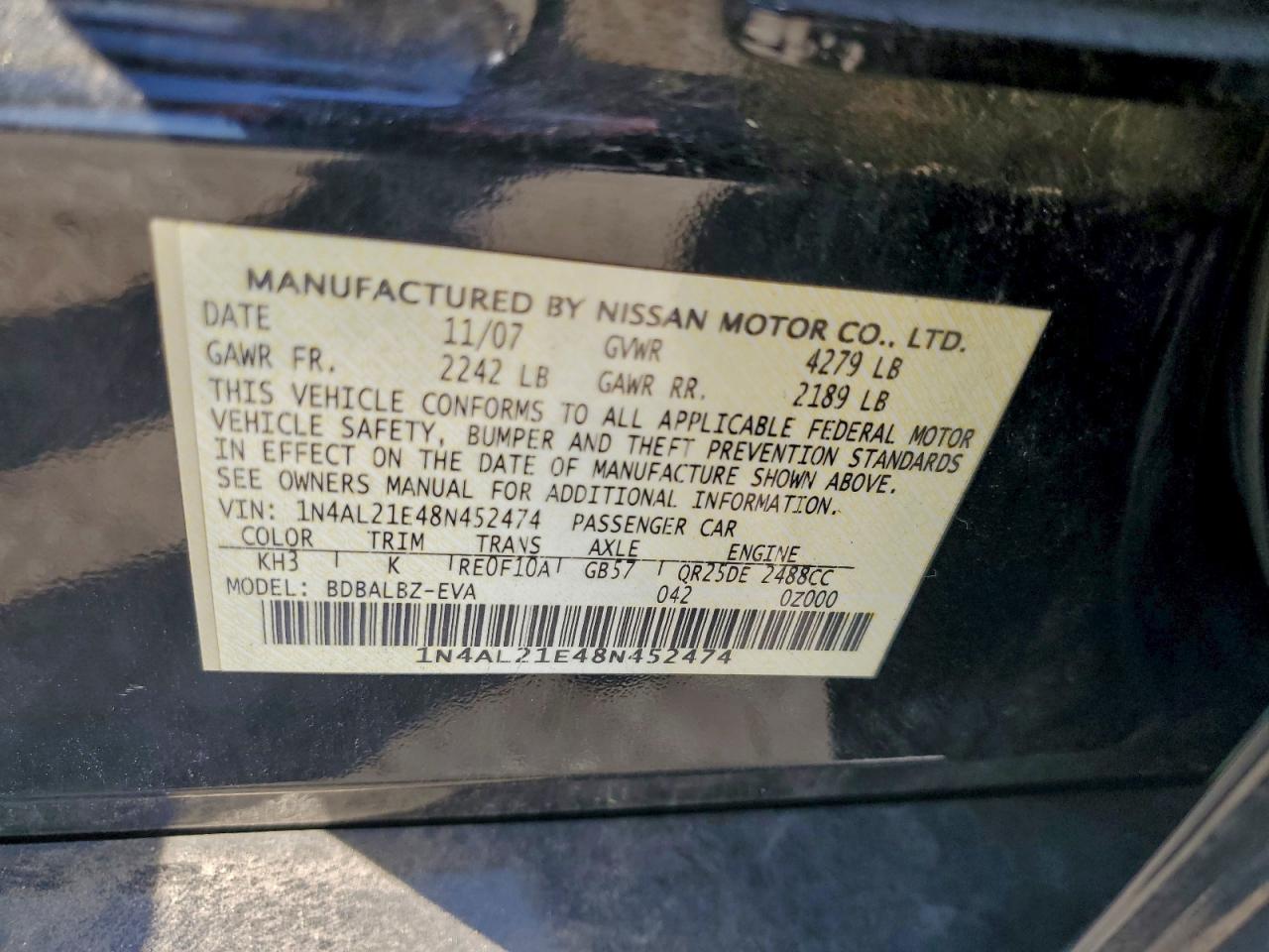2008 NISSAN ALTIMA 2.5 photo 13