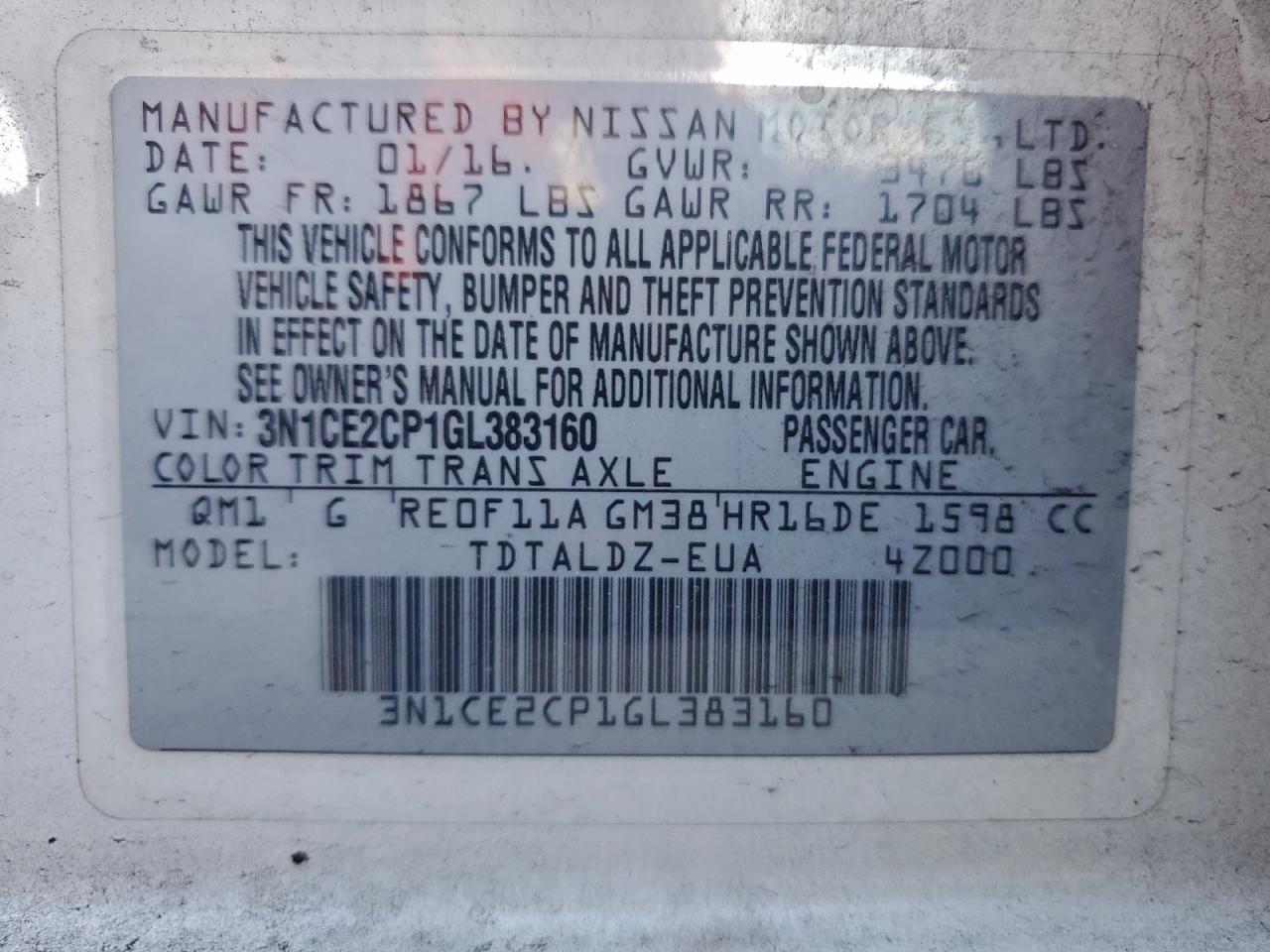 2016 NISSAN VERSA NOTE S photo 25
