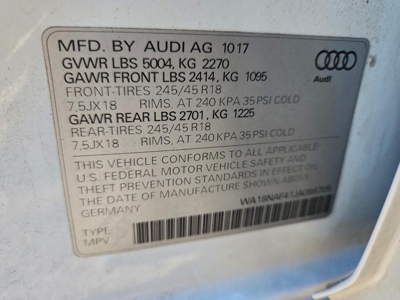 2018 AUDI A4 ALLROAD PREMIUM PLUS photo 13