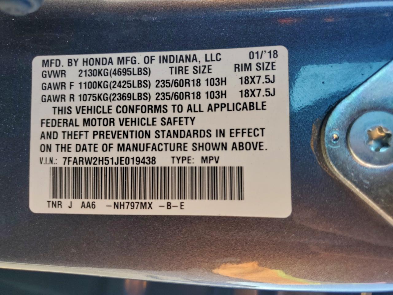 2018 HONDA CR-V EX photo 13