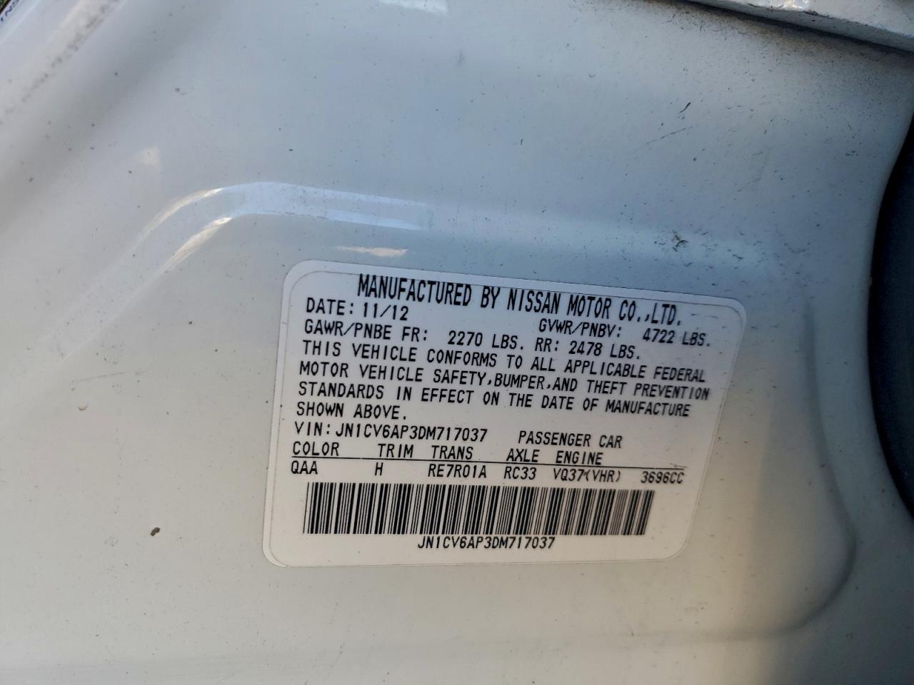 2013 INFINITI G37 BASE photo 34