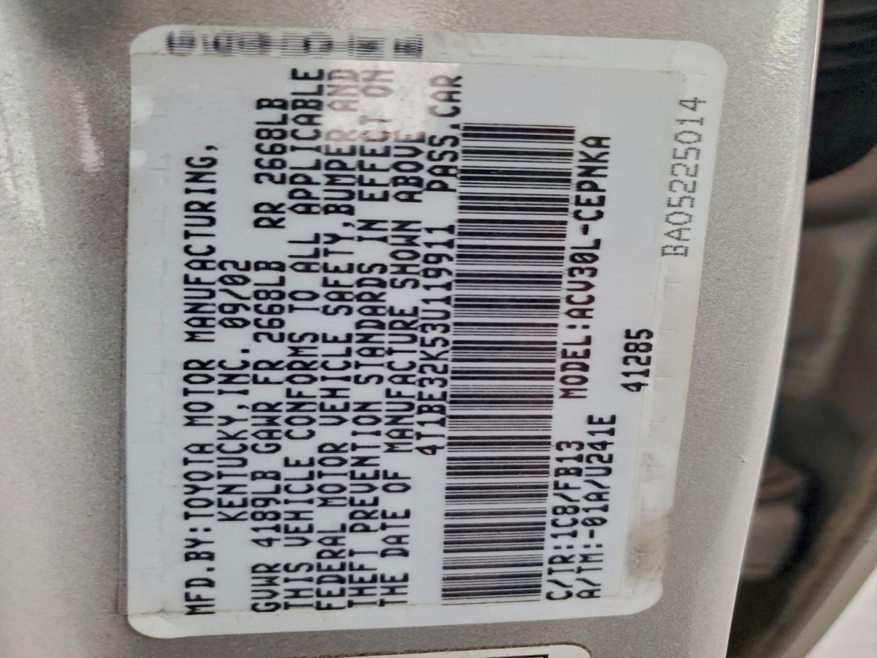 2003 TOYOTA CAMRY LE photo 23