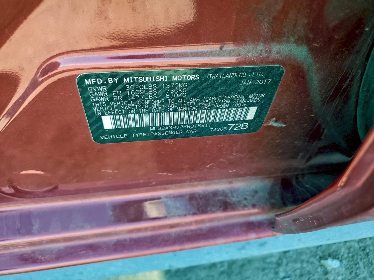 2017 MITSUBISHI MIRAGE ES photo 23