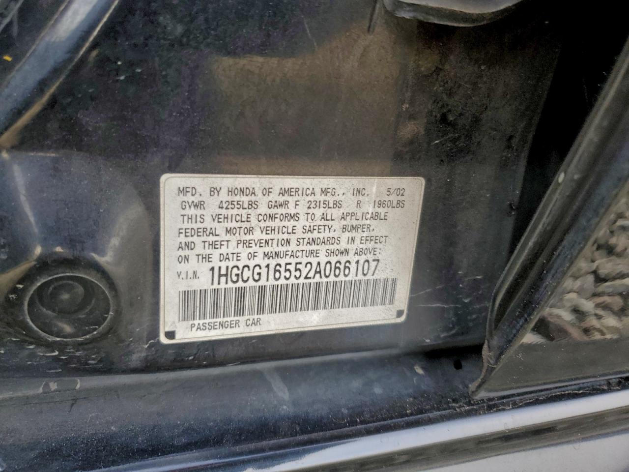 2002 HONDA ACCORD EX photo 12