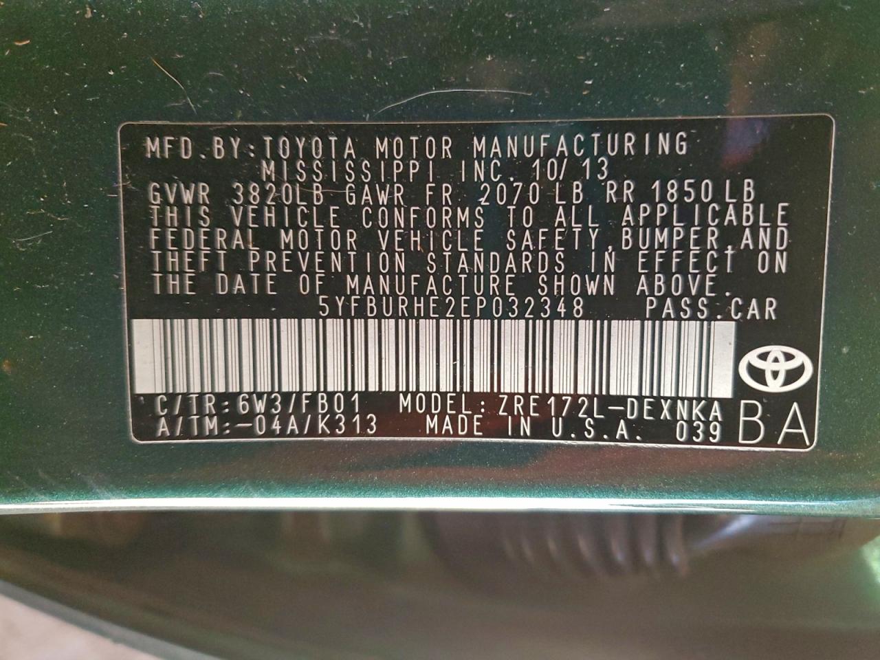 2014 TOYOTA COROLLA L photo 25