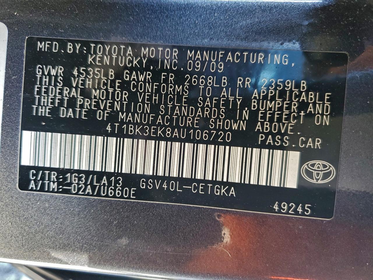 2010 TOYOTA CAMRY SE photo 12