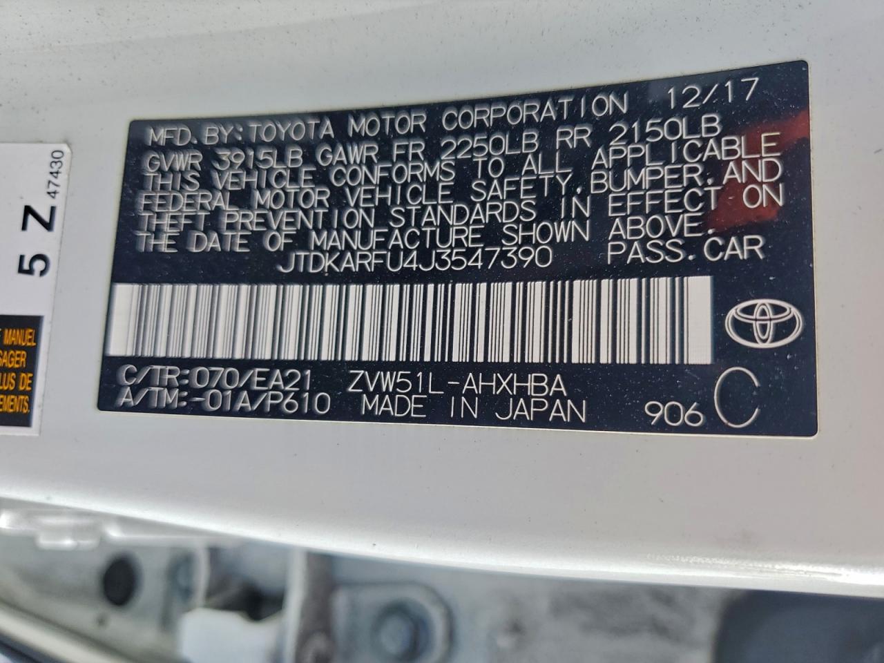 2018 TOYOTA PRIUS photo 37