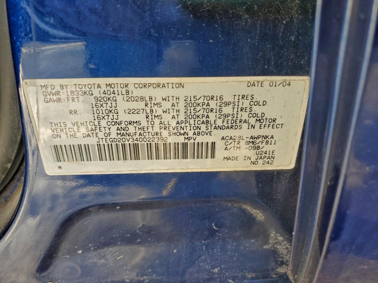 2004 TOYOTA RAV4 photo 13