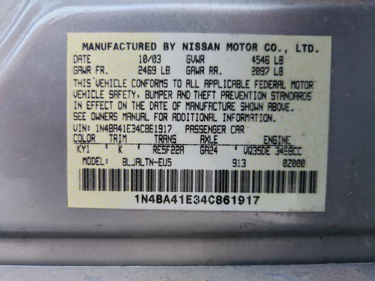 2004 NISSAN MAXIMA SE photo 23