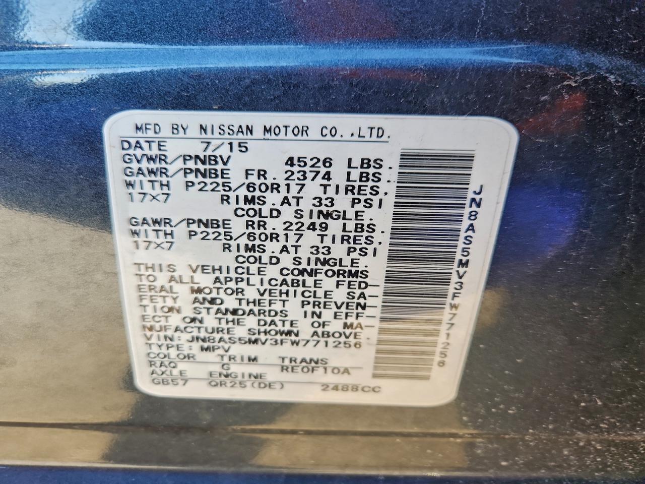 2015 NISSAN ROGUE SELECT S photo 14
