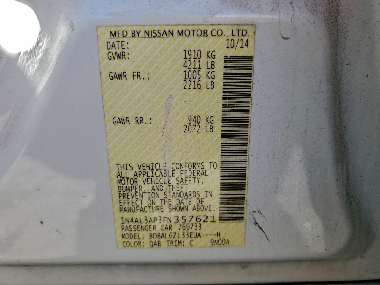 2015 NISSAN ALTIMA 2.5 photo 12