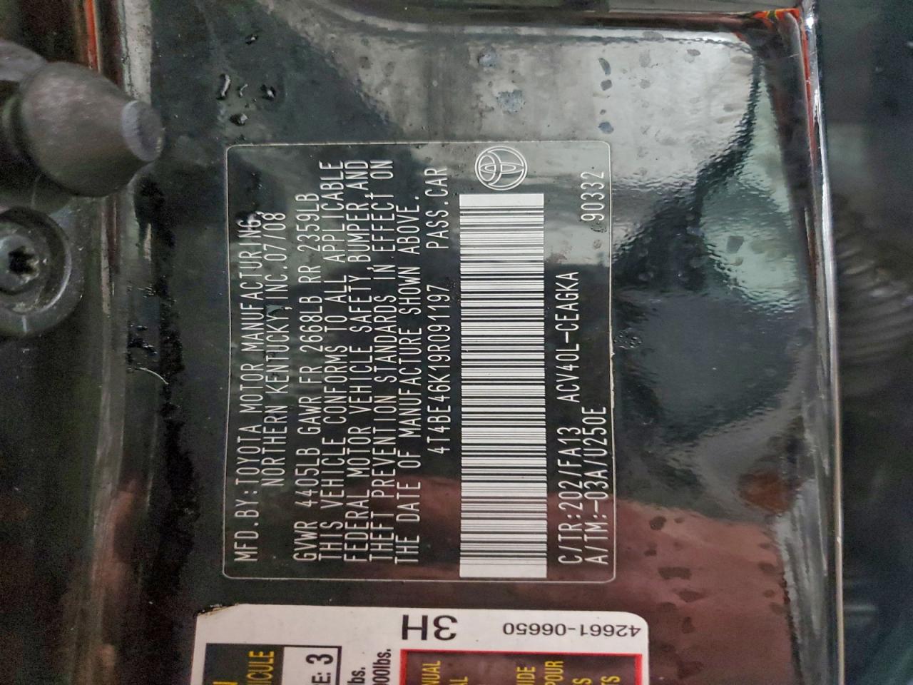 2009 TOYOTA CAMRY BASE photo 45