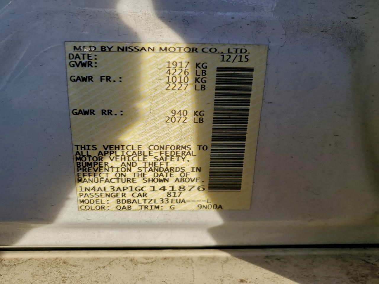 2016 NISSAN ALTIMA 2.5 photo 34