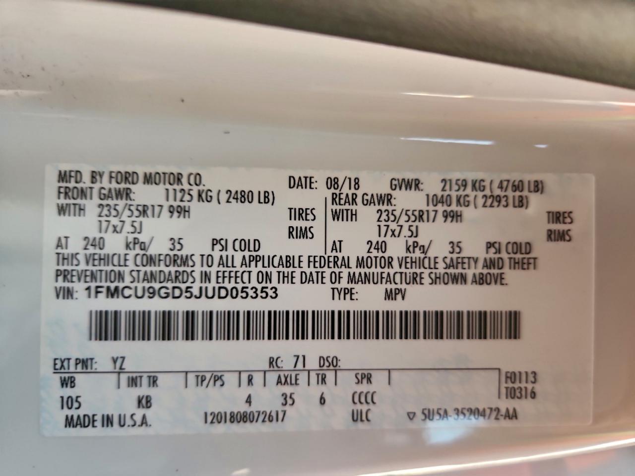 2018 FORD ESCAPE SE photo 25