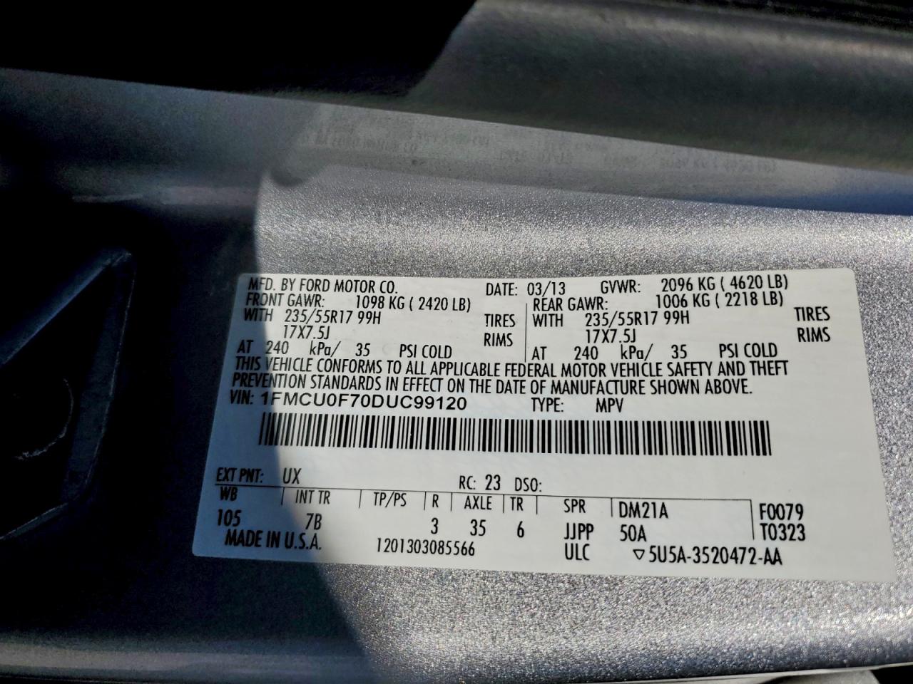 2013 FORD ESCAPE S photo 27