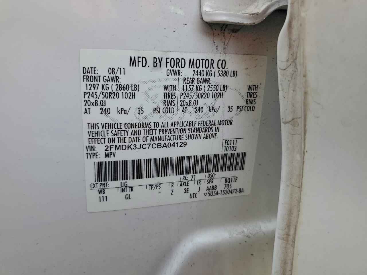 2012 FORD EDGE SEL photo 13