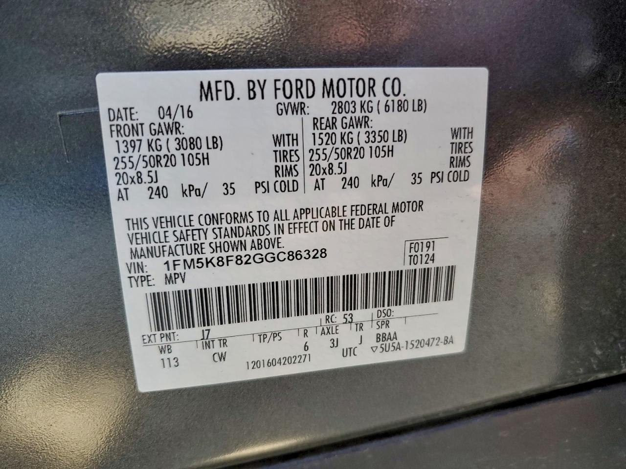 2016 FORD EXPLORER LIMITED photo 37