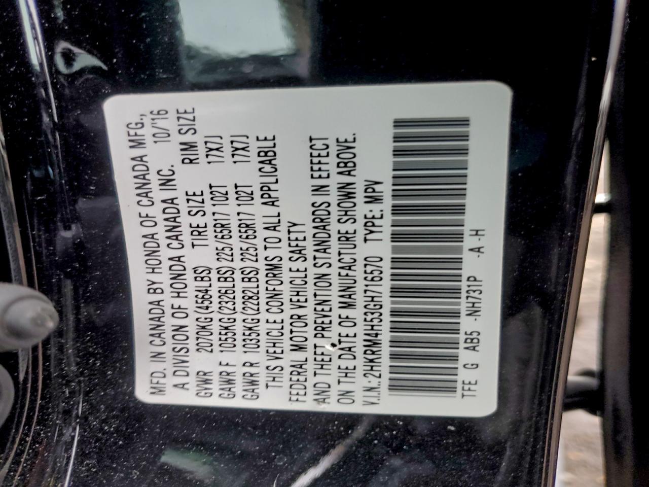 2016 HONDA CR-V EX photo 13