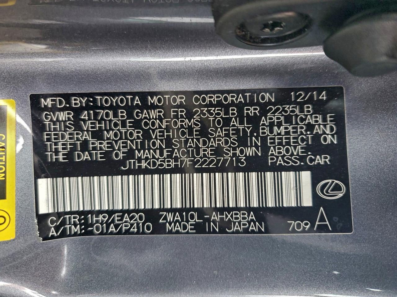 2015 LEXUS CT 200 photo 23