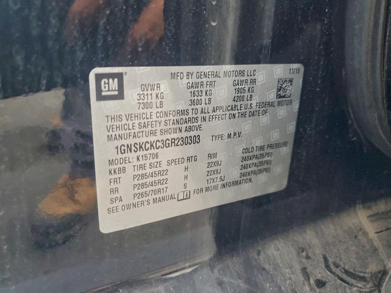 2016 CHEVROLET TAHOE K1500 LTZ photo 13