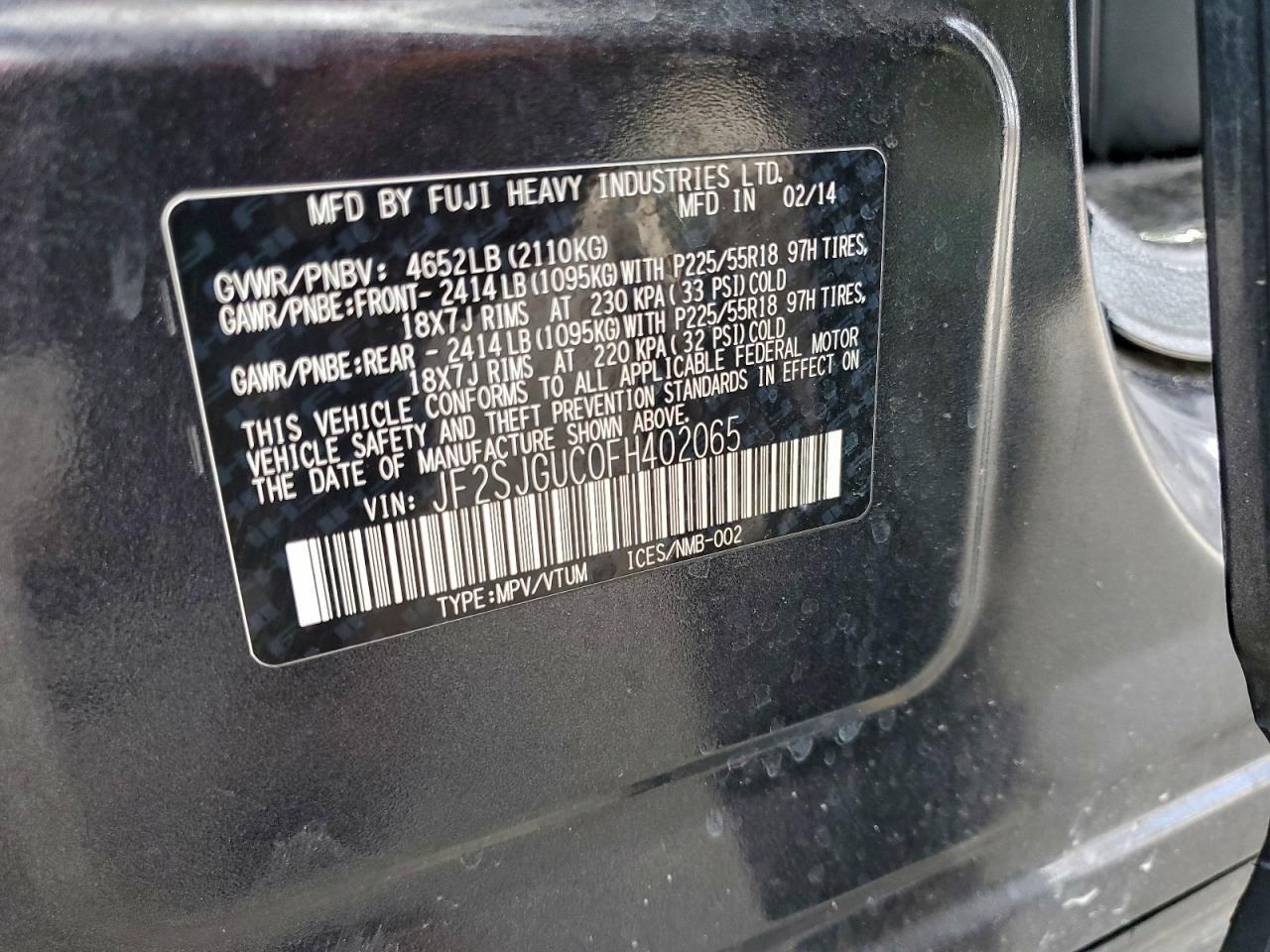 2015 SUBARU FORESTER 2.0XT TOURING photo 13