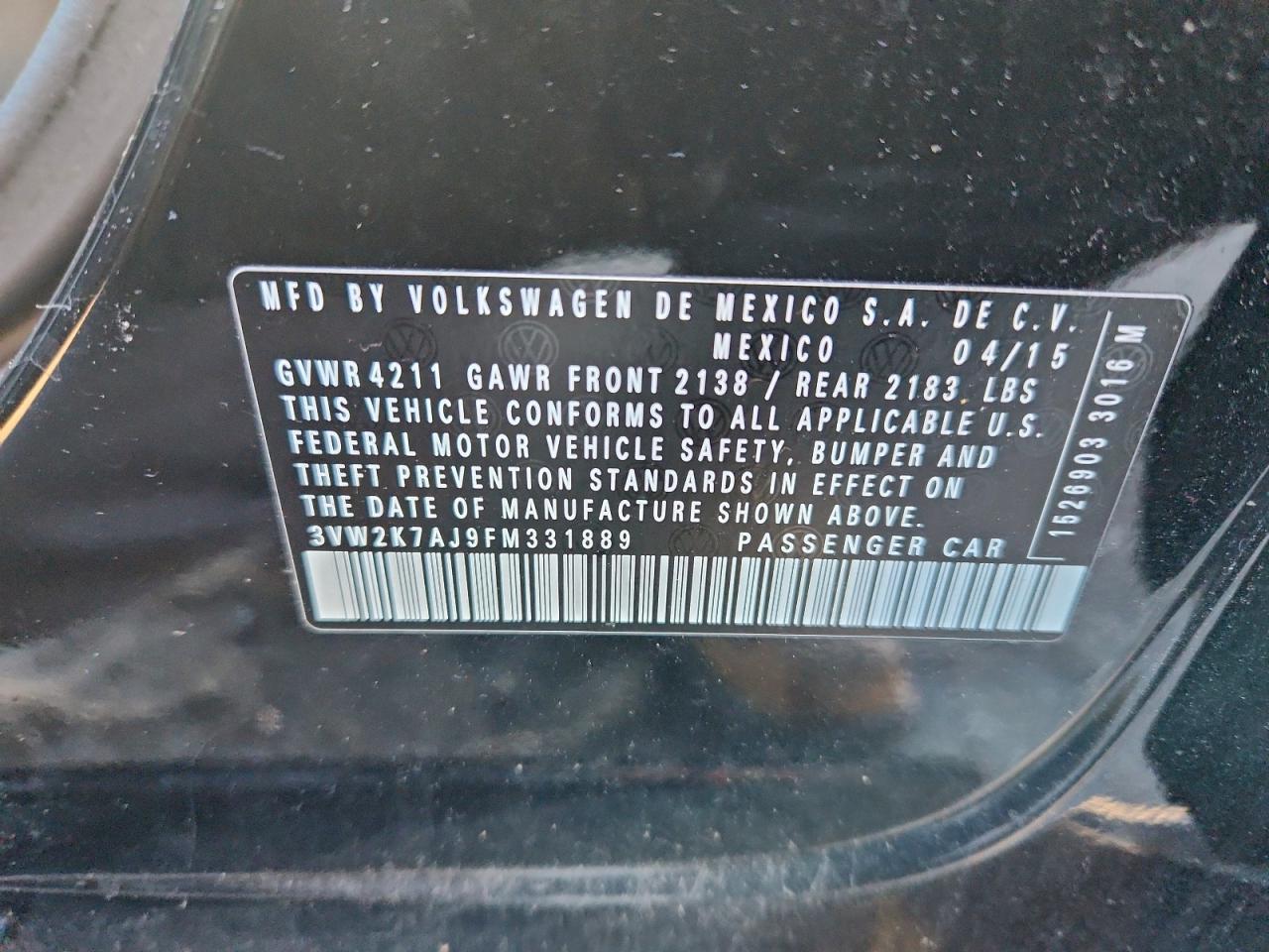 2015 VOLKSWAGEN JETTA BASE photo 23