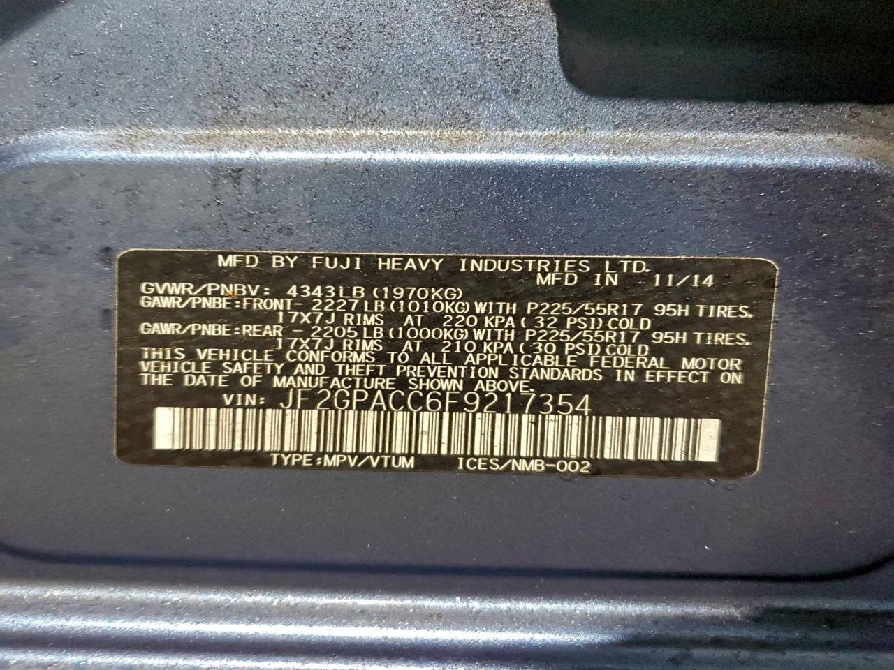 2015 SUBARU XV CROSSTREK 2.0 PREMIUM photo 13