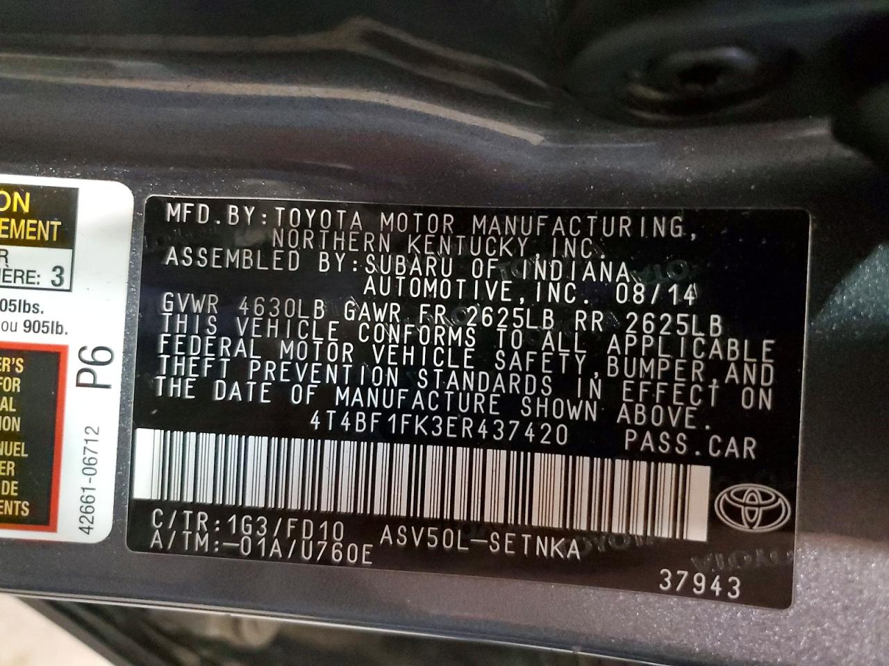 2014 TOYOTA CAMRY L photo 25
