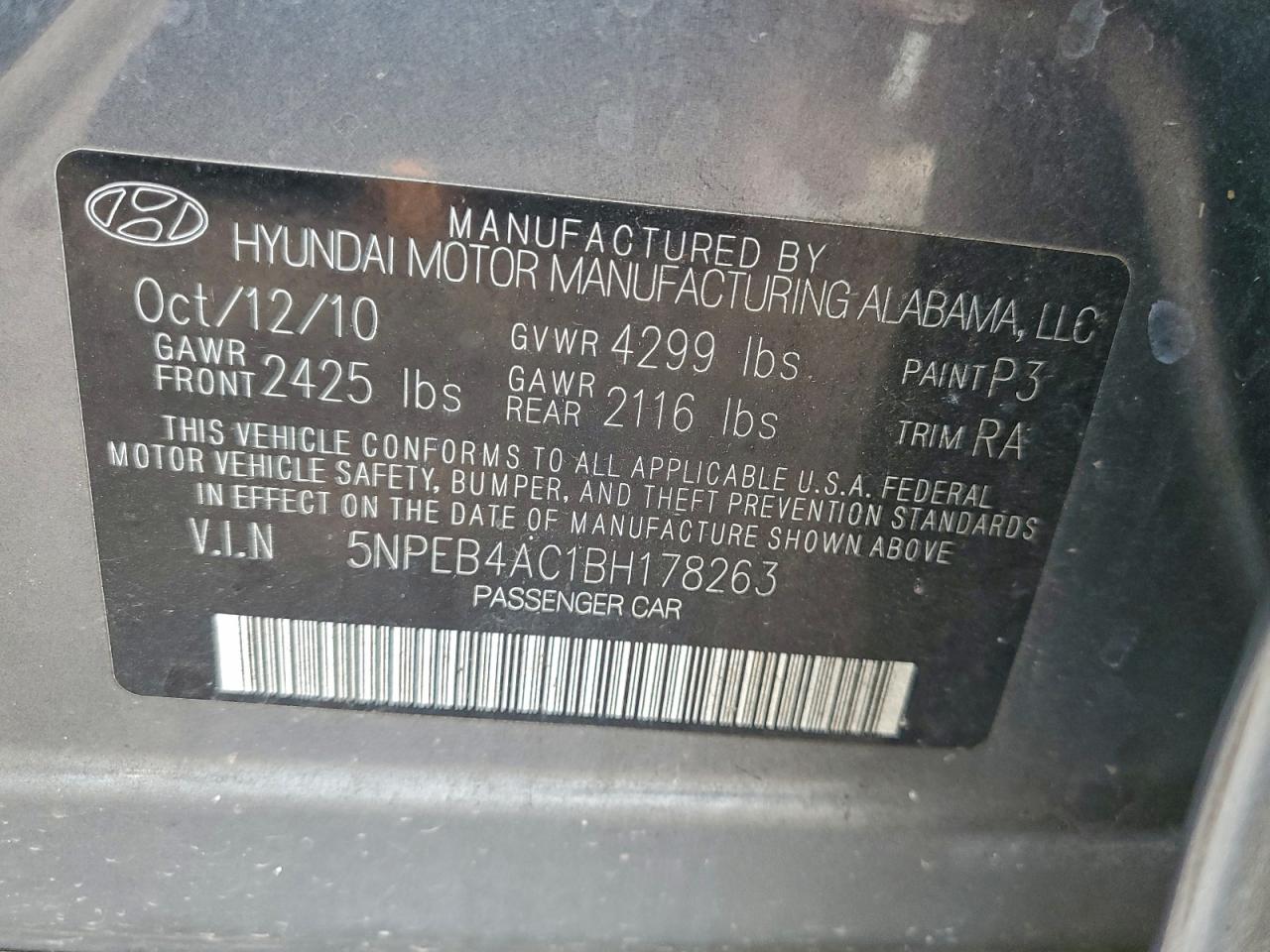 2011 HYUNDAI SONATA GLS photo 25