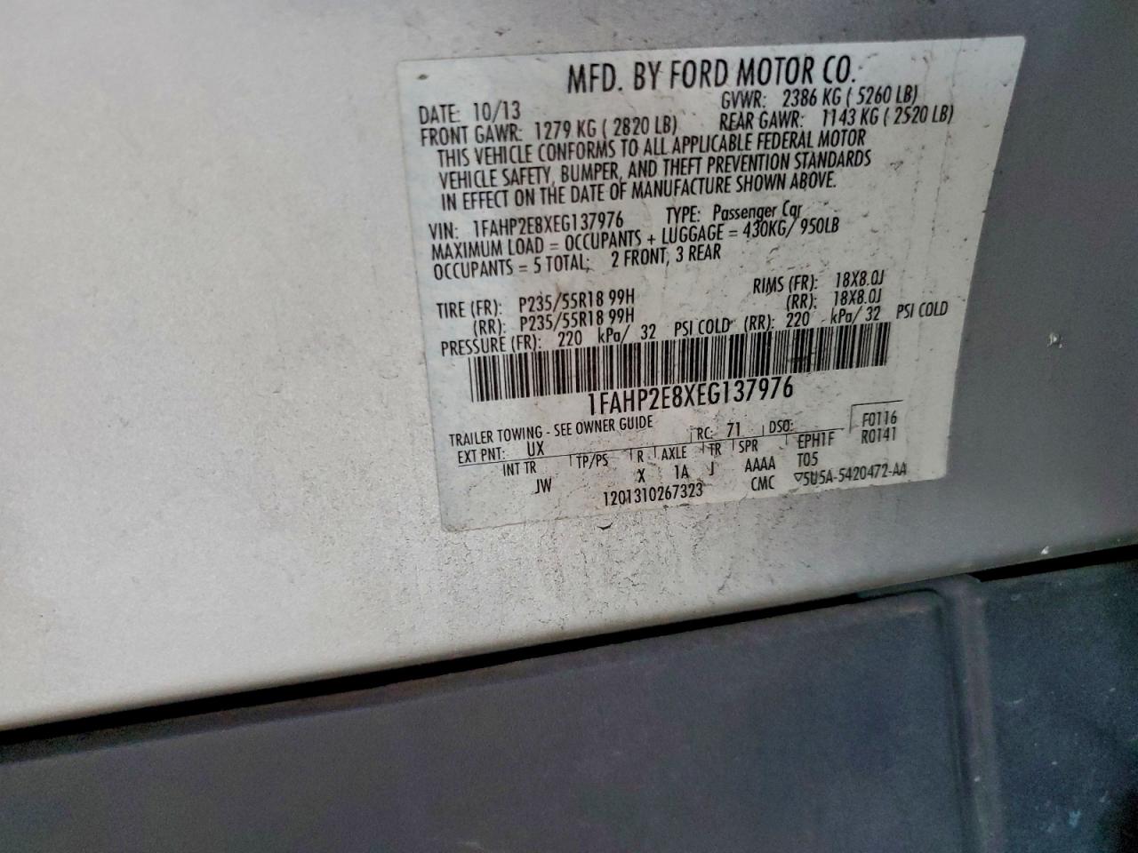 2014 FORD TAURUS SEL photo 23
