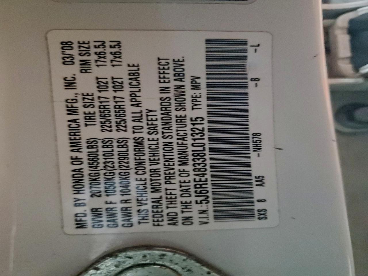 2008 HONDA CR-V LX photo 25