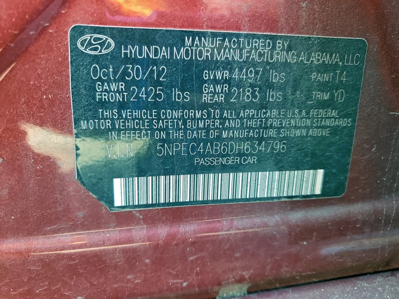 2013 HYUNDAI SONATA SE photo 12