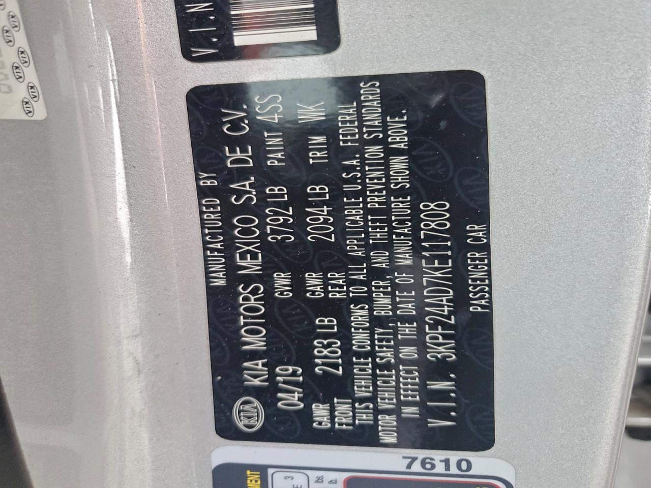 2019 KIA FORTE FE photo 34
