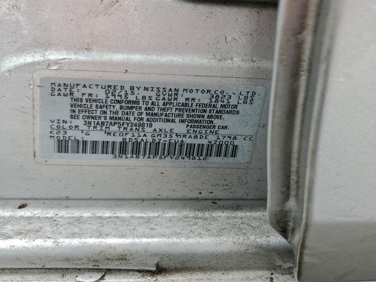 2015 NISSAN SENTRA SV photo 25