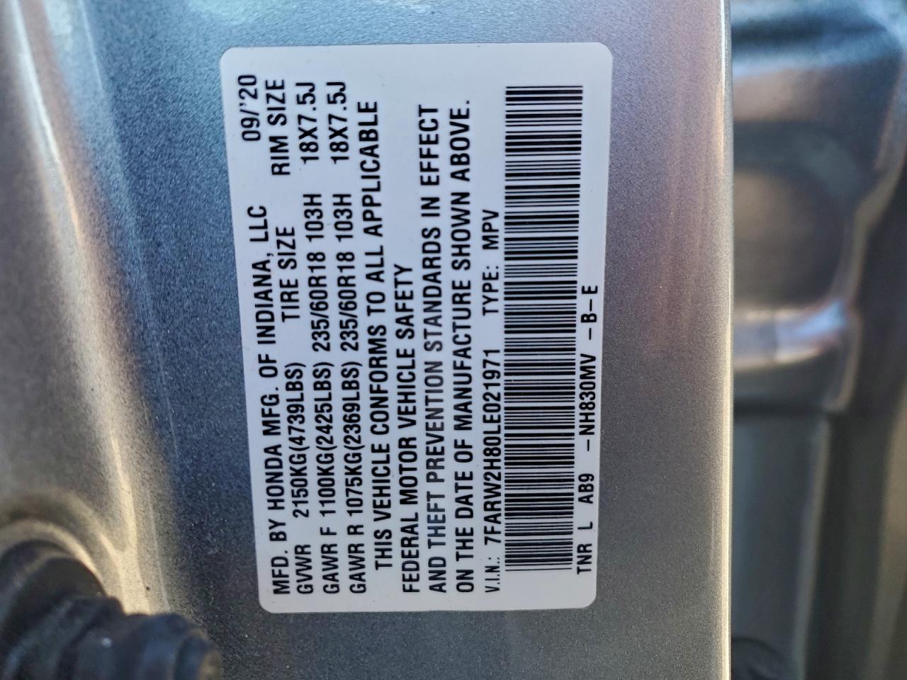2020 HONDA CR-V EXL photo 27